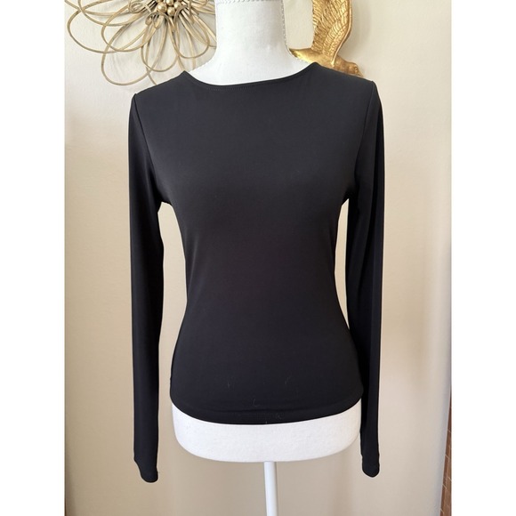 Express Tops - Express Black Open Back Strappy Long Sleeve Top Womens S Stretch Y2K Sexy